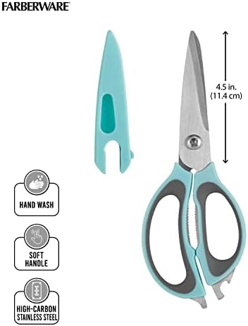 Farberware 4-in-1 Kitchen Shears, Aqua and Gray