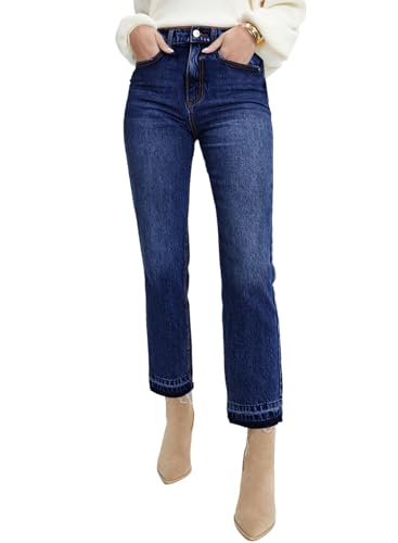 Rfm Jeans - Astylish Womens High Waisted Straight Leg Ankle Jeans Casual Stretch Denim Pants