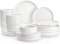 MALACASA Plates and Bowls Sets, 24 Pieces Modern Porcelain Dinnerware Set