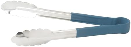 Winco 9" Blue Stainless Steel Serving Tongs