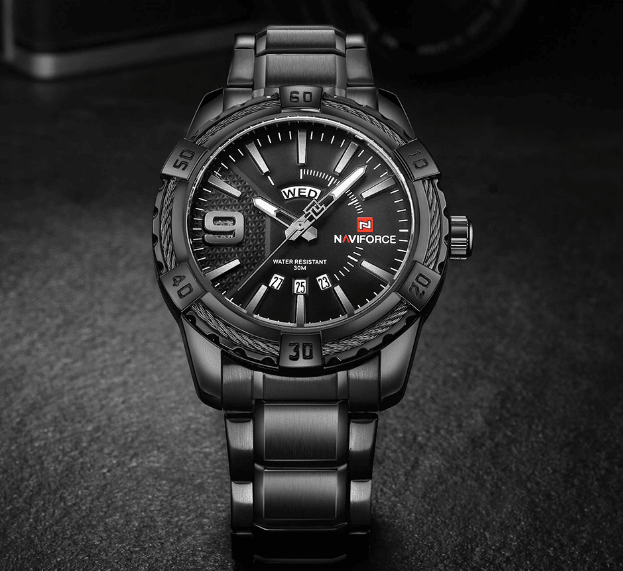 Men's Waterproof Chronograph Watch with Date Display - Modern Metal