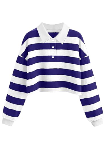 Women's Black Collared Half Button Polo Crop Sweatshirt - Image 34