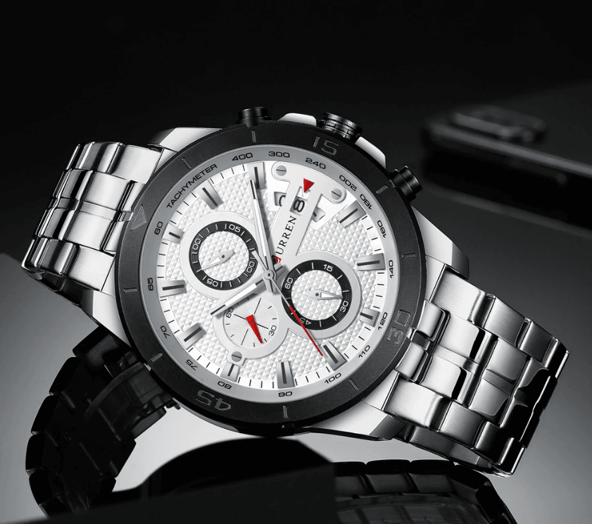 Men's Waterproof Chronograph Luxury Watch with Hardlex Dial