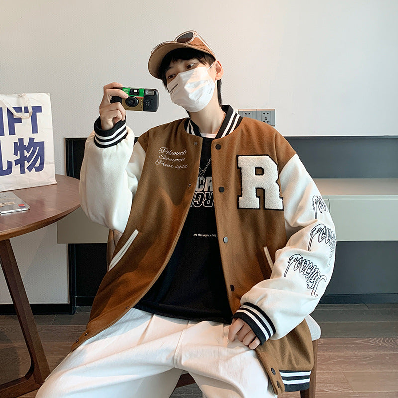 Unisex Baseball Bomber Jacket with Letter Embroidery Streetwear