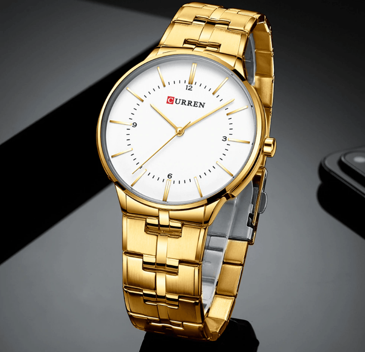 Men's Slim Waterproof Watch with Shining Link Bracelet