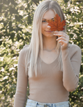 Taupe long-sleeve collared V-neck sweater top by Boutique 23