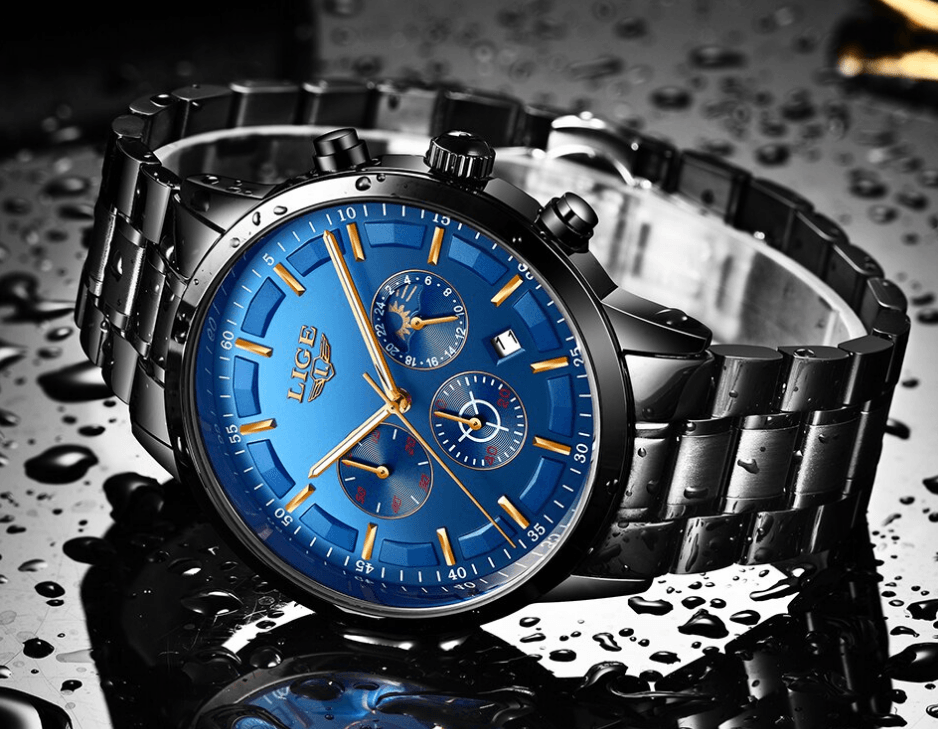 Men's Waterproof Chronograph Watch with Date Display & Luxury Dial