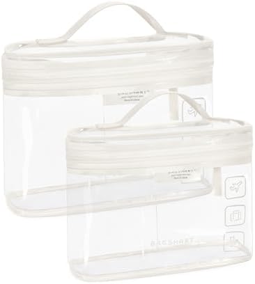 BAGSMART TSA Approved Toiletry Bag, 2 Pack Clear Makeup Cosmetic Bag Organizer