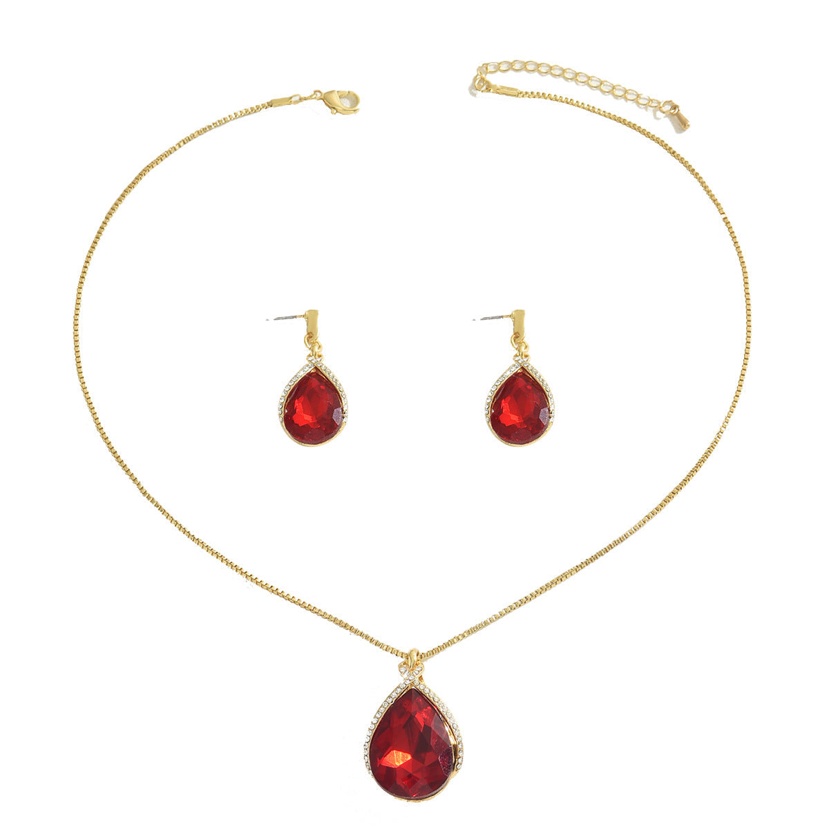 INS Geometric Sweet Japanese-Korean Style Womens Necklace And Earrings Set