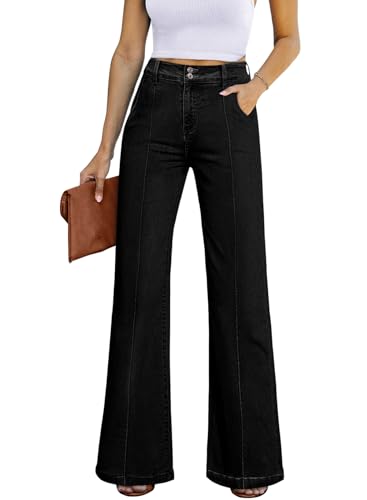 Celine Jeans - Womens Wide Leg Jeans Casual Baggy High Waisted Stretch Denim Pants
