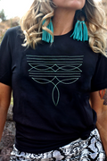 Black Western Geometric Embroidered T-Shirt
