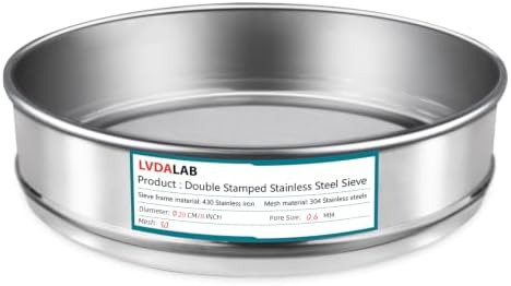 7.9" 304 Stainless Steel Lab Sieve, 30 Mesh Screen Sifter