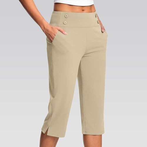 Capri Pants for Women Plus Size High Waisted Stretch Cropped Golf Workout Yoga