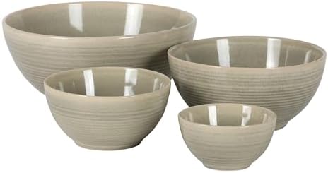 Gibson Elite Maple Grove 4-Piece Stoneware Nesting Bowl Set, Reactive Glaze