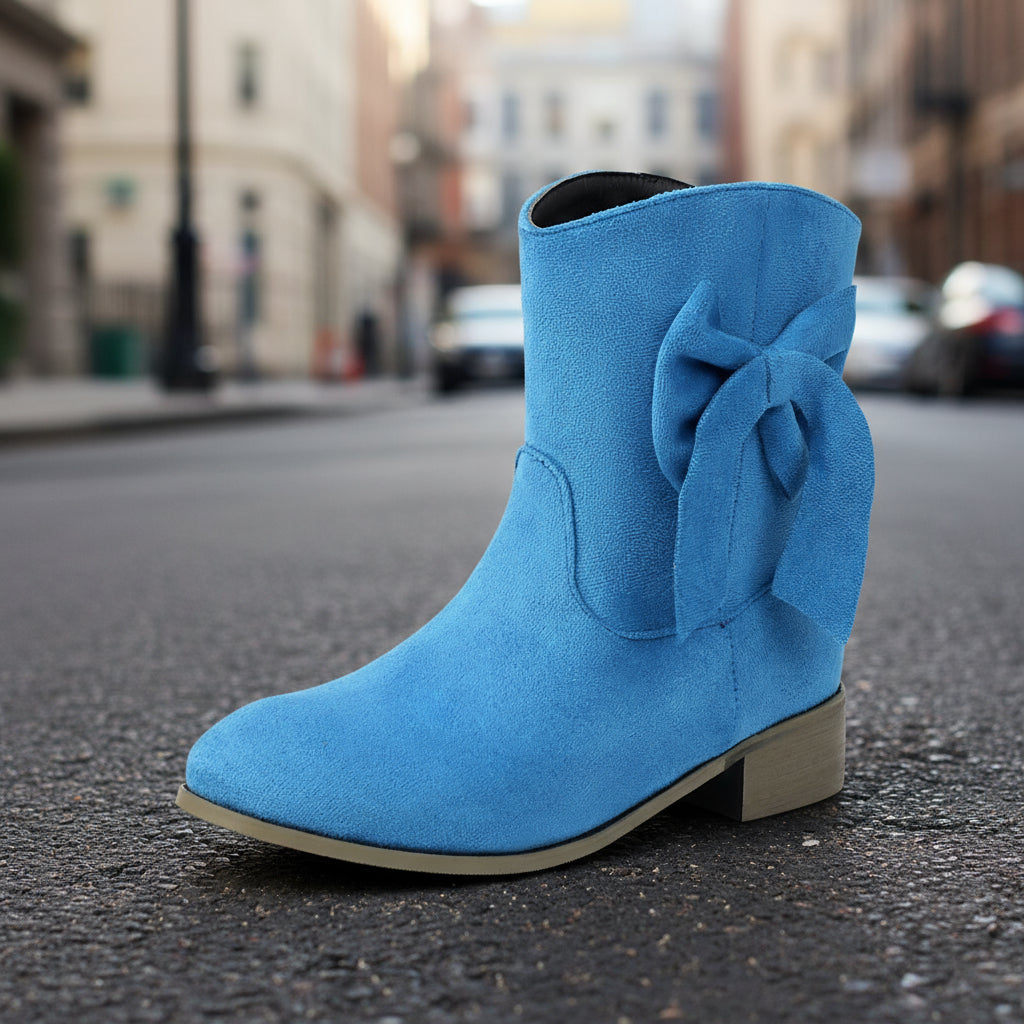 Low Heel Suede Large Size Sweet Bow Casual Boots