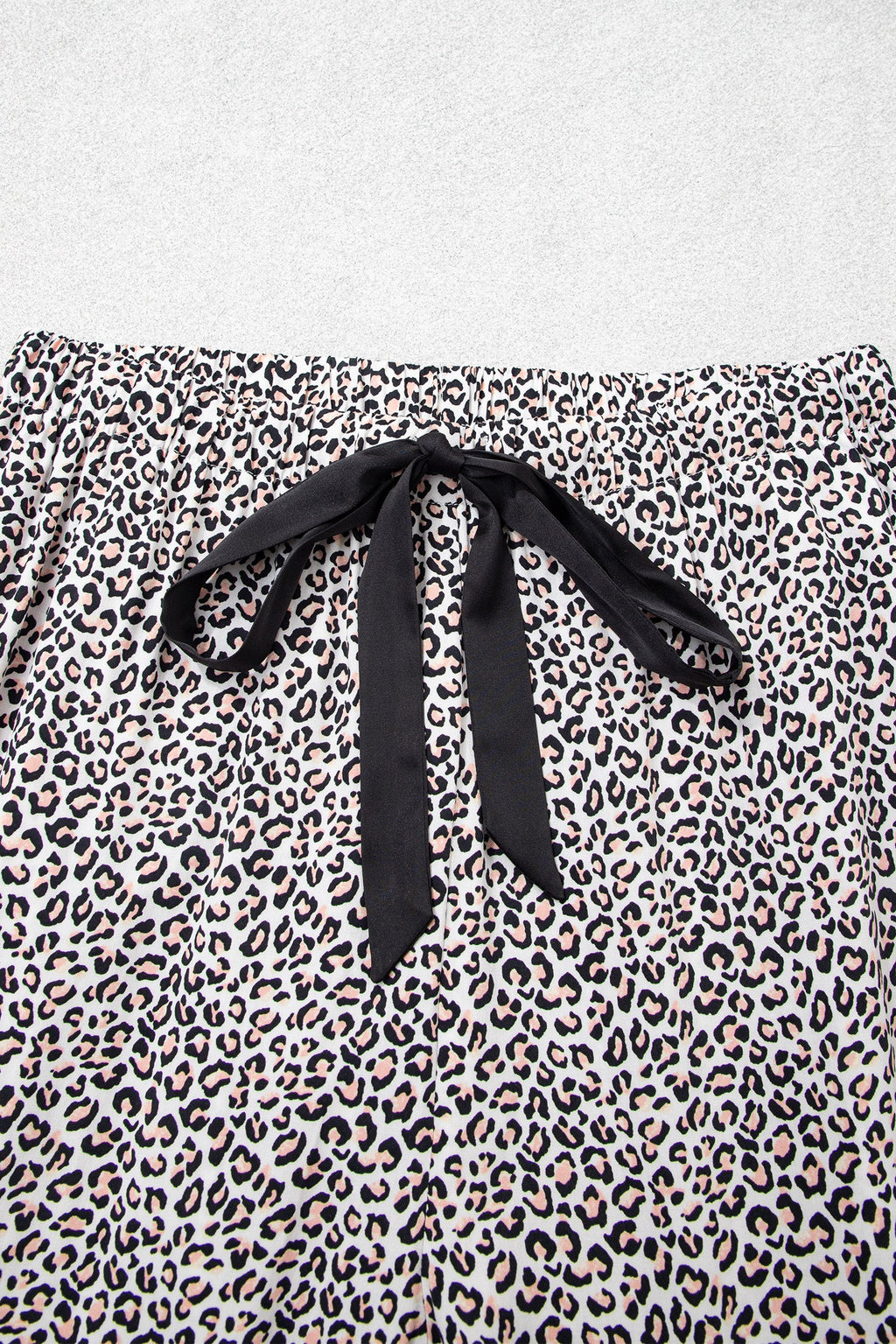 Leopard Bow Long Sleeve Top & Pants Pajama Set