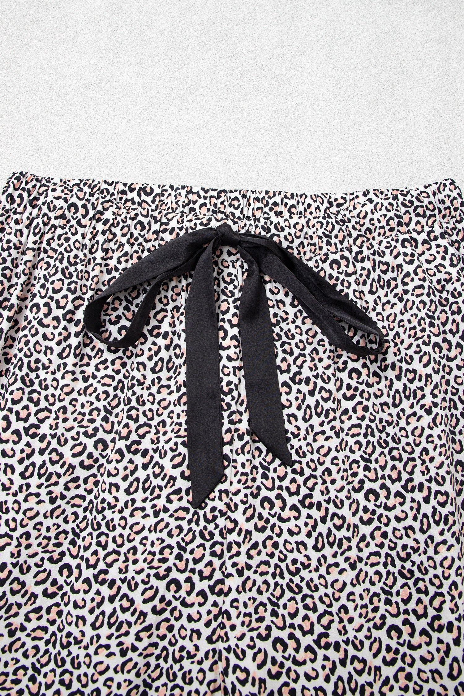 Leopard Bow Long Sleeve Top & Pants Pajama Set