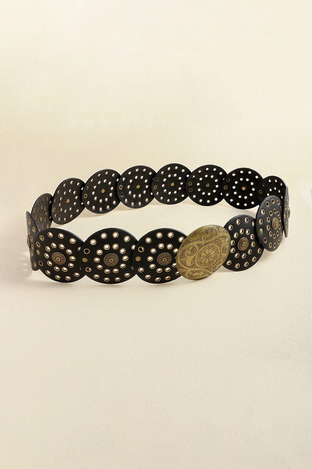 Vintage PU Leather Wide Belt for Women | Black & Silver