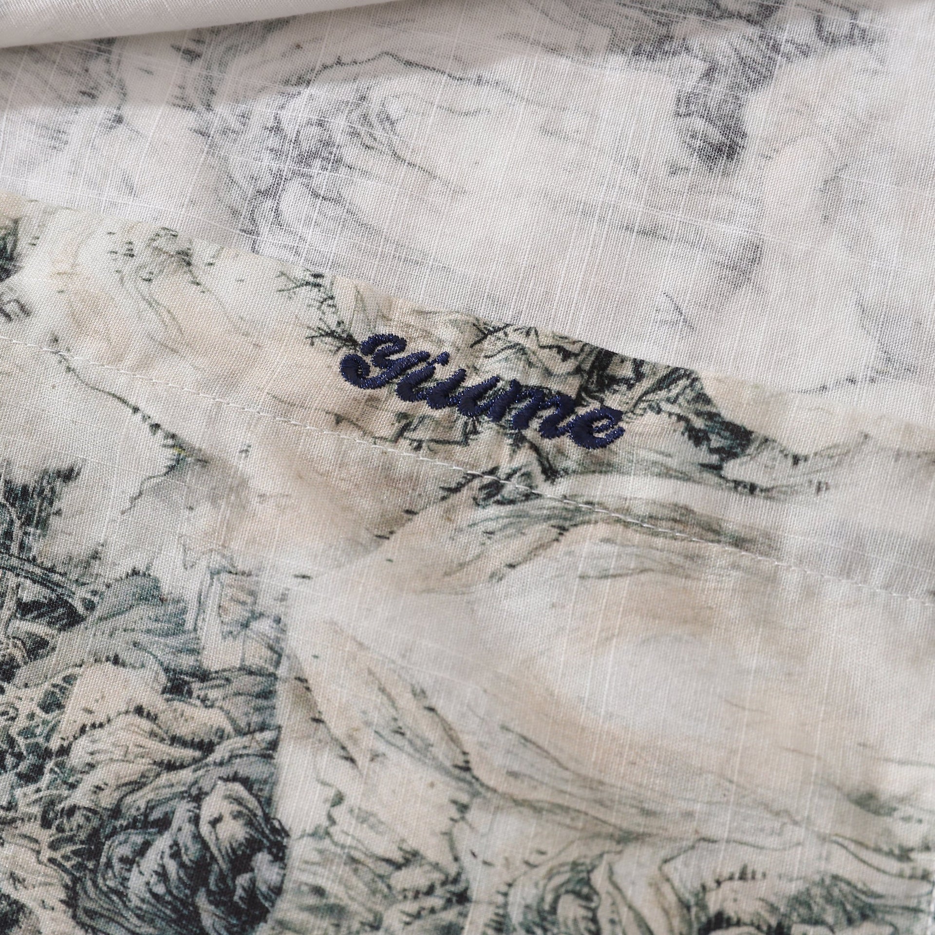 Mountain Landscape Print Long Sleeve Cotton Hawaiian Shirt