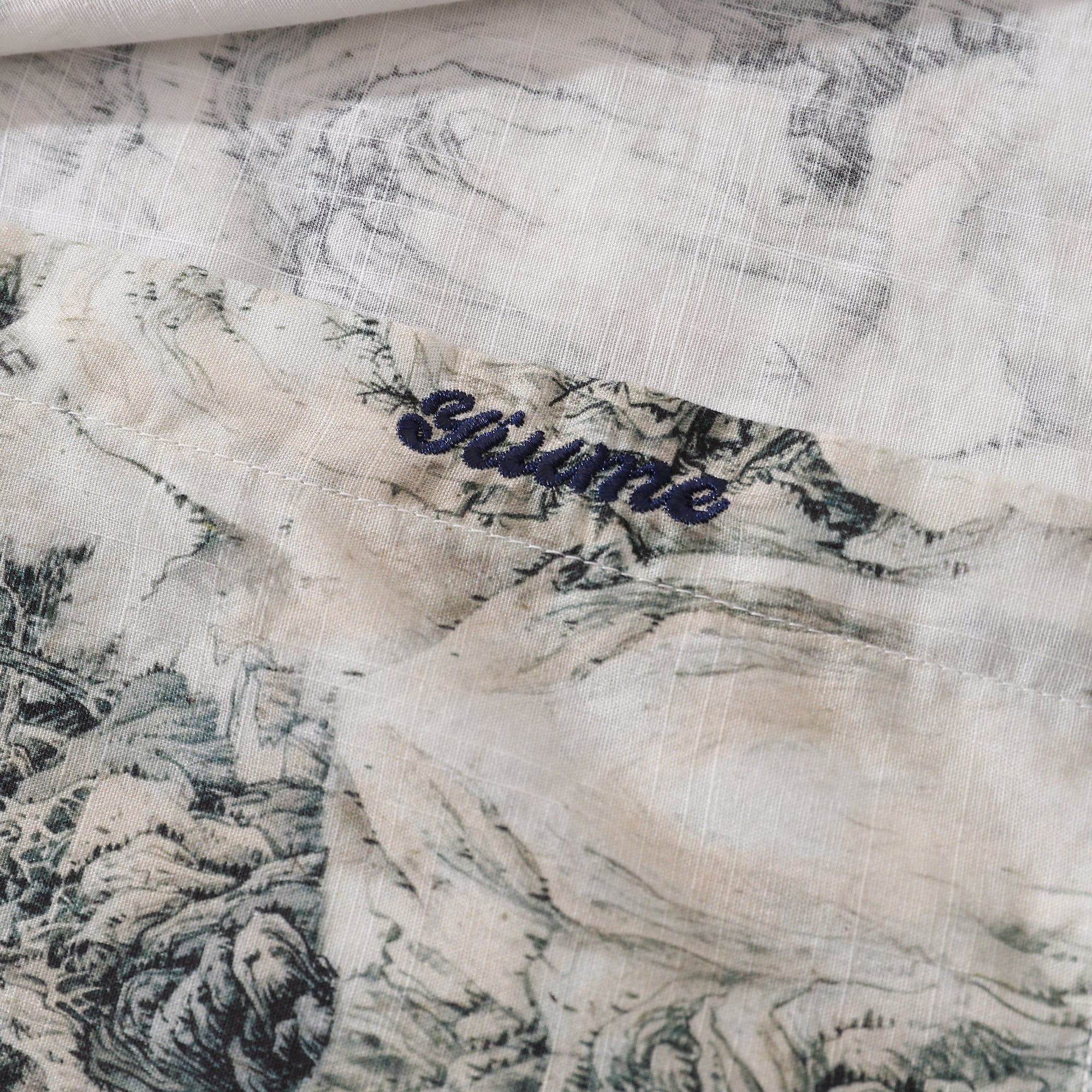 Mountain Landscape Print Long Sleeve Cotton Hawaiian Shirt