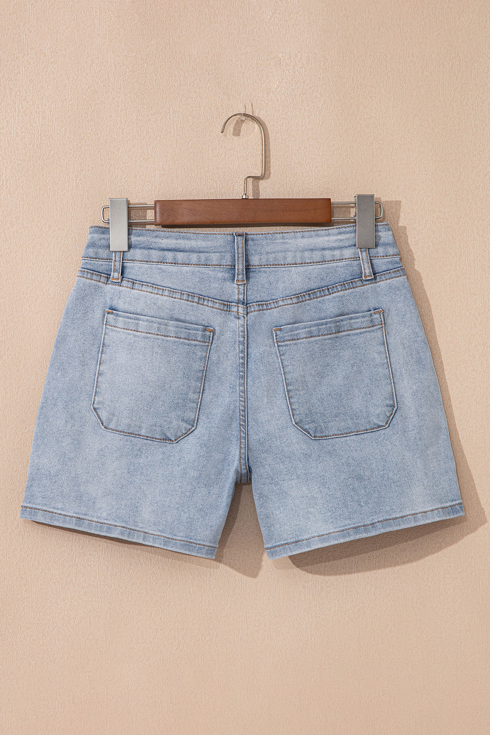 High Rise Denim Shorts in Light Wash - Casual Regular Fit