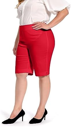 Jenna Rose Women's Pull-On Dress Shorts w/D-Ring – Work & Office Casual