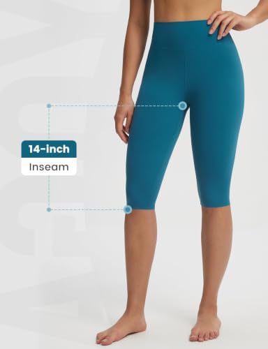 baleaf Womens 14" No Front Seam High Waisted Capri Leggings