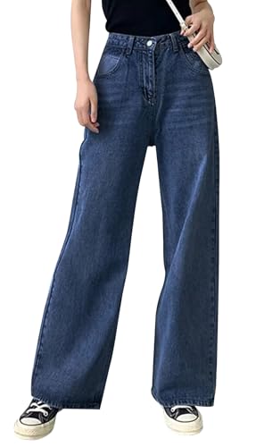 Celine Denim Pants - BestGirl Women's Baggy Jeans Pull On Stretchy Loose High Waisted Wide Leg Denim Pants