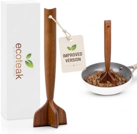 Teak Wood Meat Masher & Ground Beef Masher, Wooden Meat Chopper