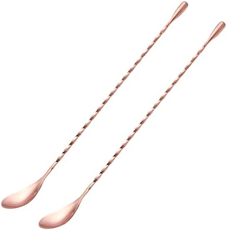 Briout Bar Spoon Cocktail Mixing Stirrer, 12” Long Handle, Rose Gold