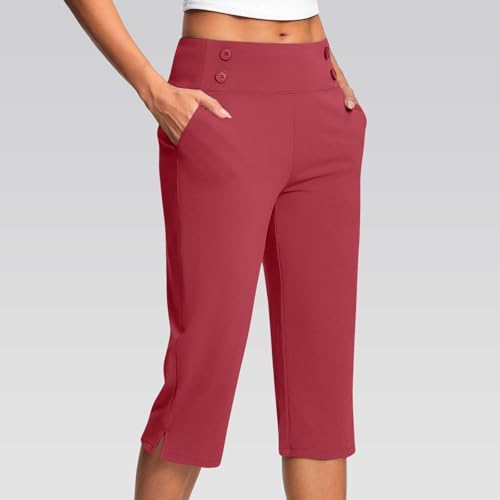Capri Pants for Women Plus Size High Waisted Stretch Cropped Golf Workout Yoga