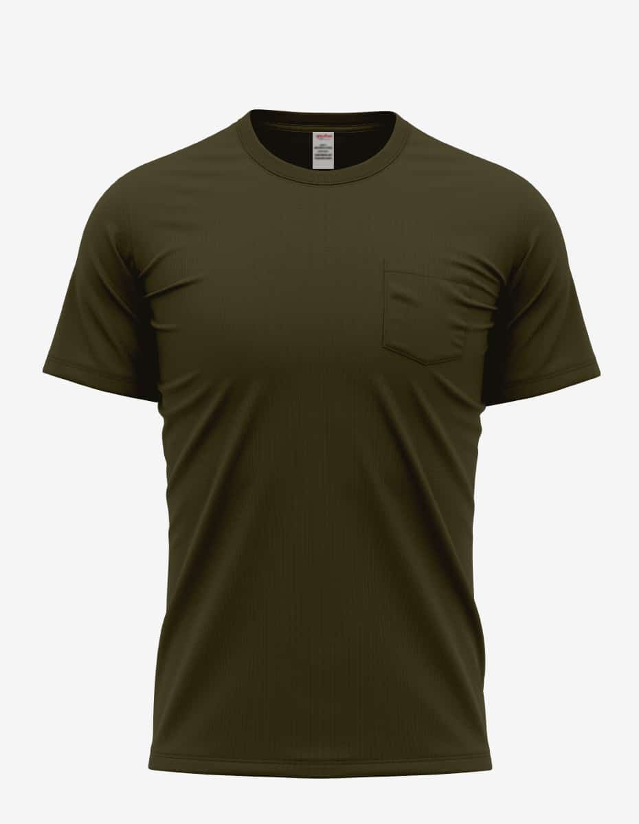 Mens Pocket T-Shirt Heather Grey Short Sleeve Cotton Tee - Image 8
