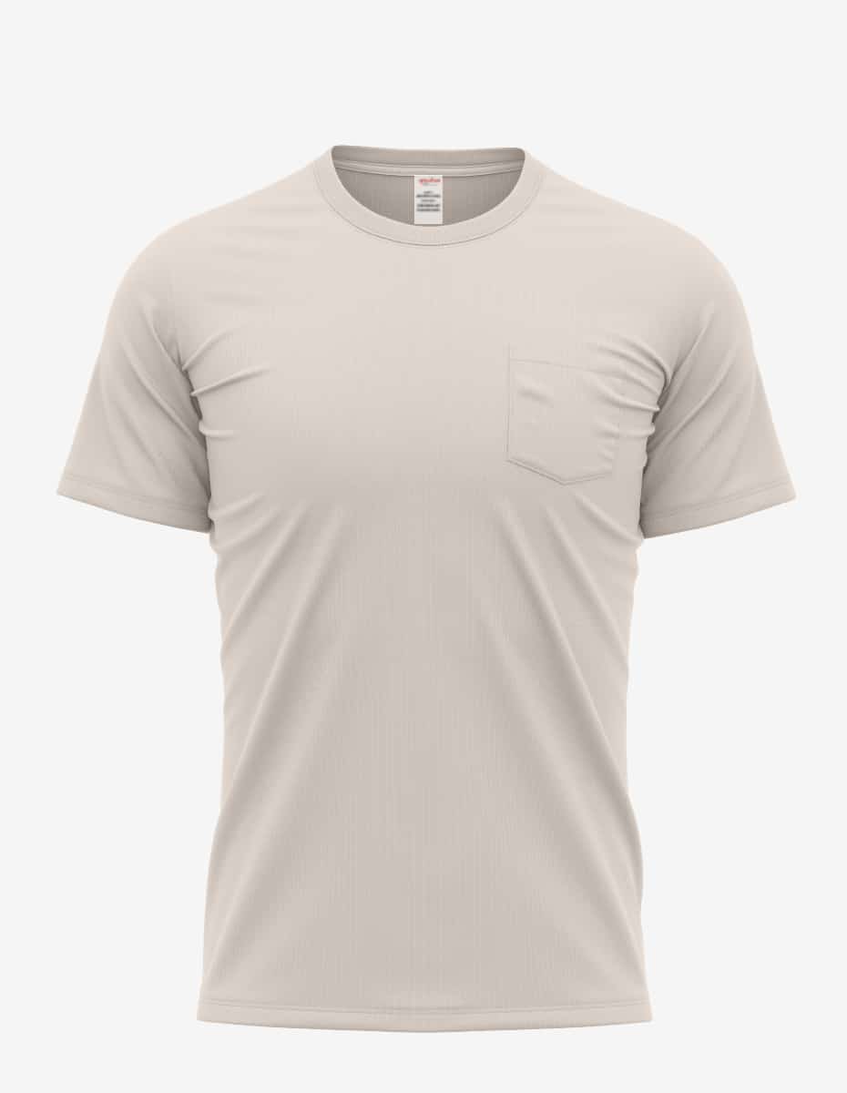 Mens Pocket T-Shirt Heather Grey Short Sleeve Cotton Tee - Image 9