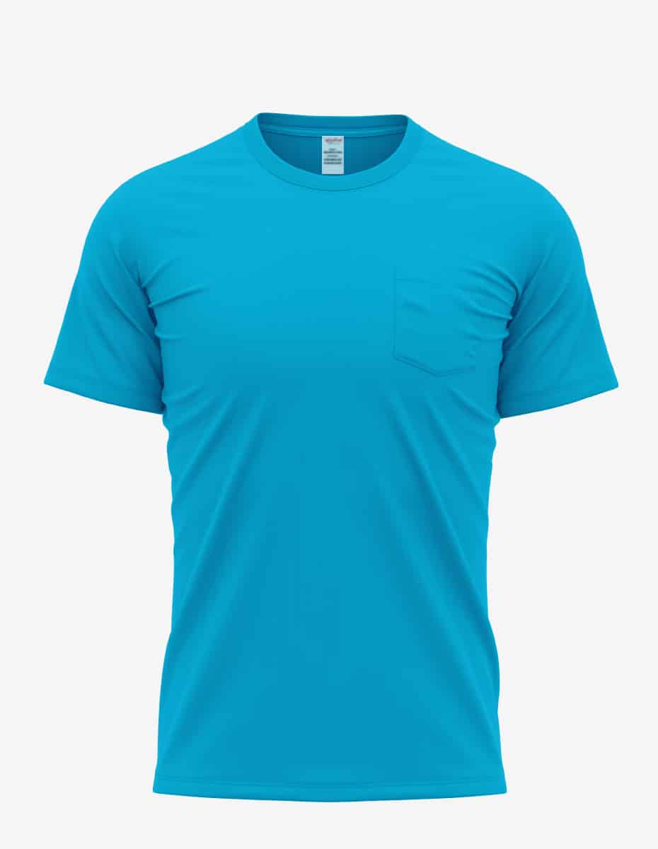 Mens Pocket T-Shirt Heather Grey Short Sleeve Cotton Tee - Image 12