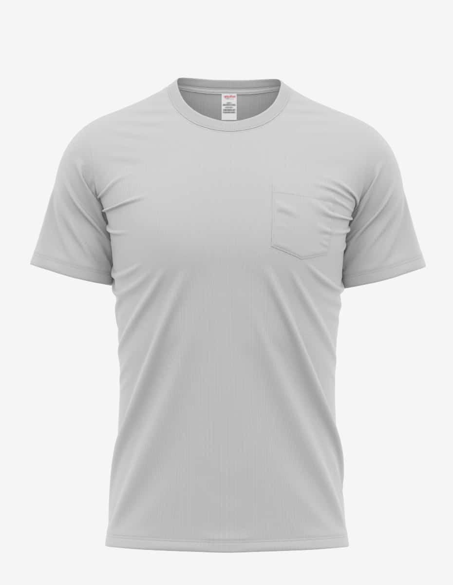 Mens Pocket T-Shirt Heather Grey Short Sleeve Cotton Tee - Image 13