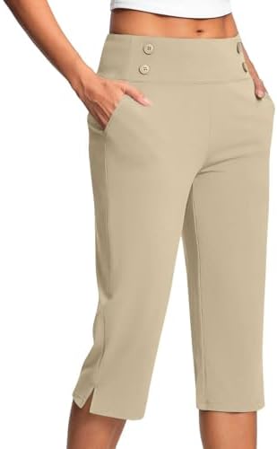 Capri Pants for Women Plus Size High Waisted Stretch Cropped Golf Workout Yoga