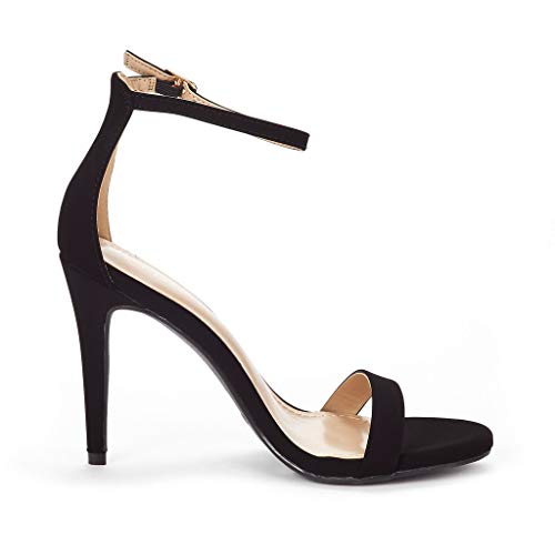Women's Black Stiletto Ankle Strap Sandals Open Toe Party Heels - Image 4