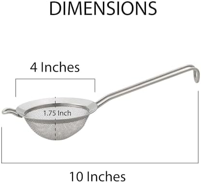 HIC Kitchen Fine Double Mesh Strainer, 18/8 Stainless Steel,