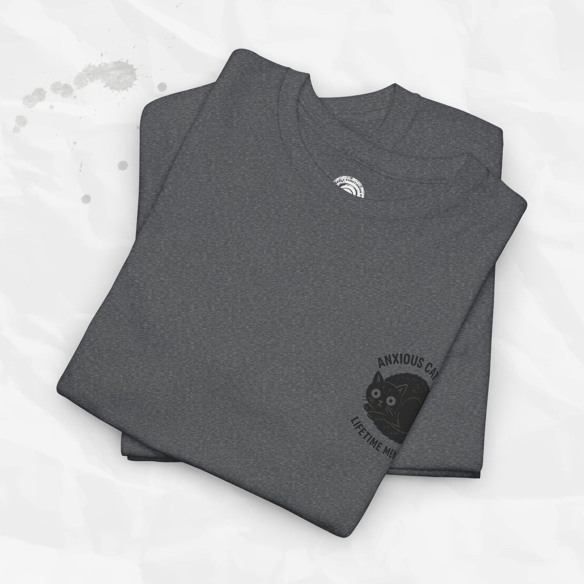 Anxious Cat Club – T-Shirt (Pocket Print)