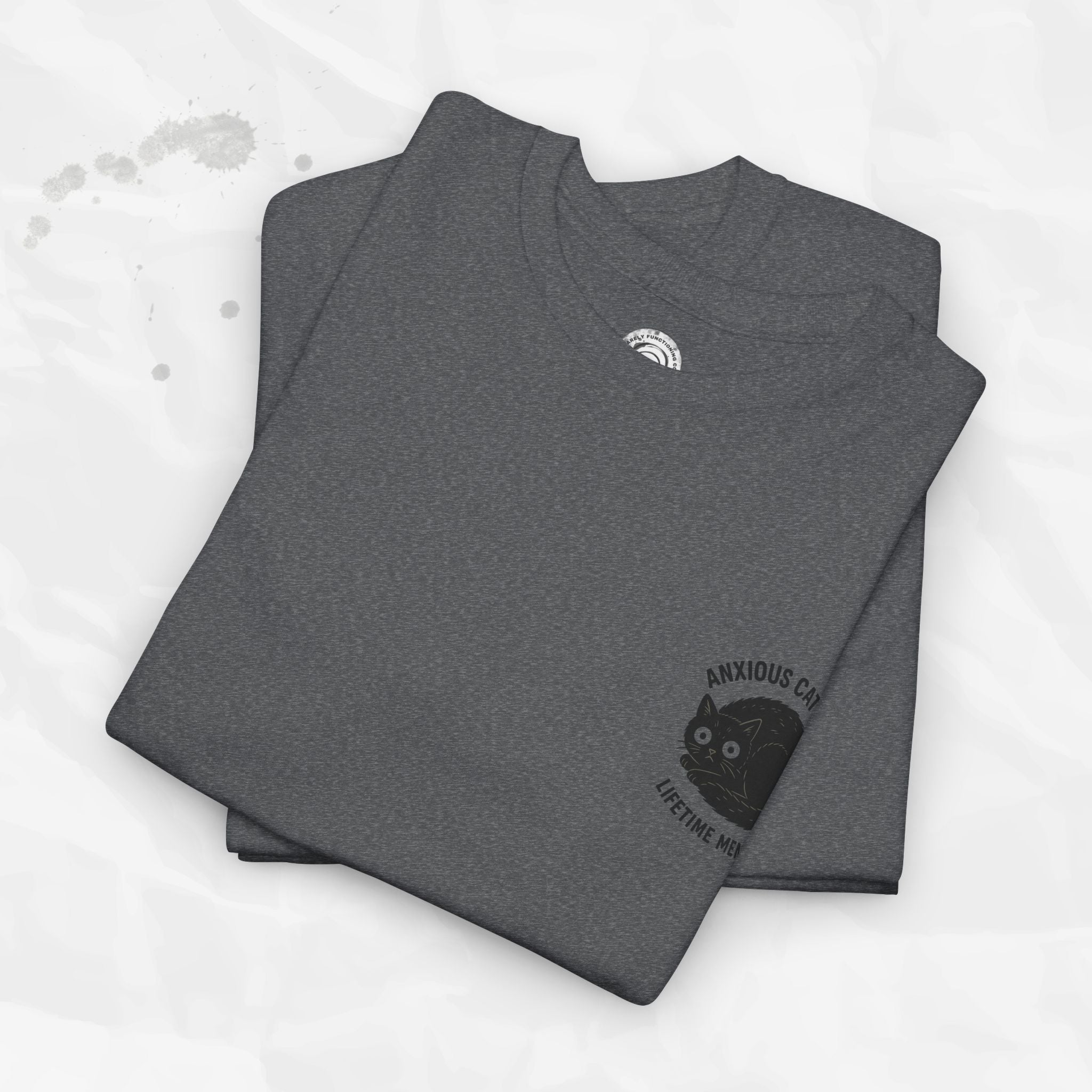 Anxious Cat Club – T-Shirt (Pocket Print)