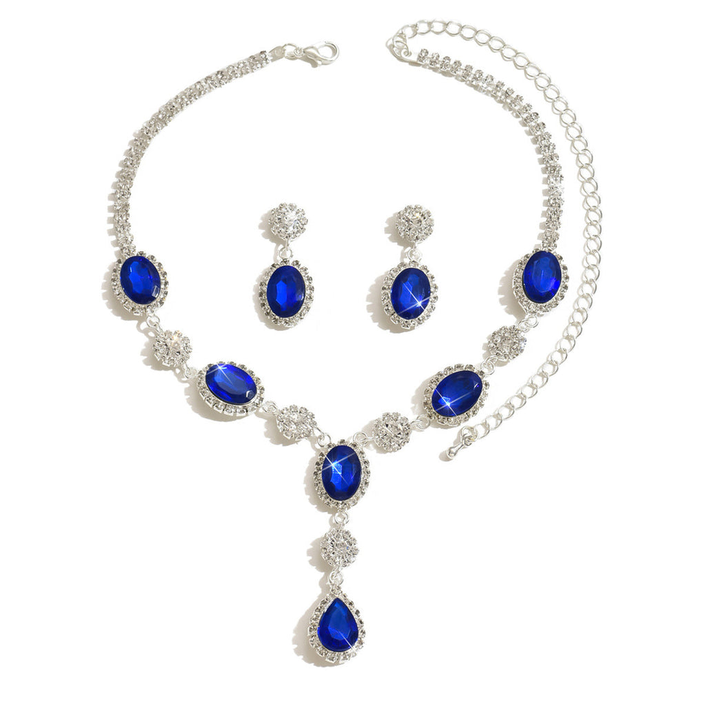 2026 Hot New Luxury Shiny Water Drop Necklace Earrings Suit High-grade All-match Bridal Jewelry Wholesale
