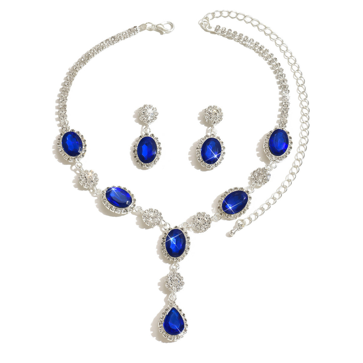 2026 Hot New Luxury Shiny Water Drop Necklace Earrings Suit High-grade All-match Bridal Jewelry Wholesale