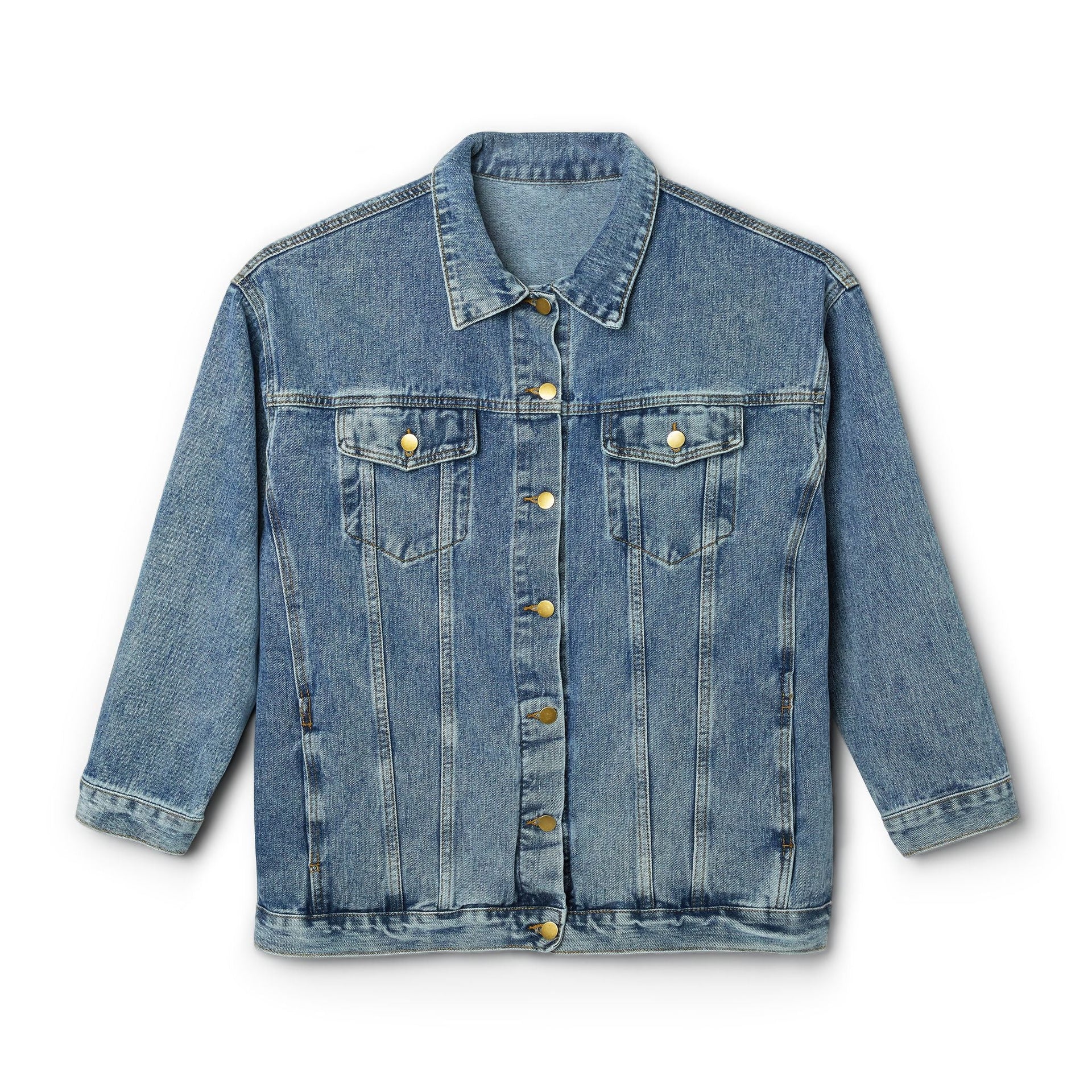 Women's Relaxed Fit Denim Jacket in Medium Blue Streetwear Style
