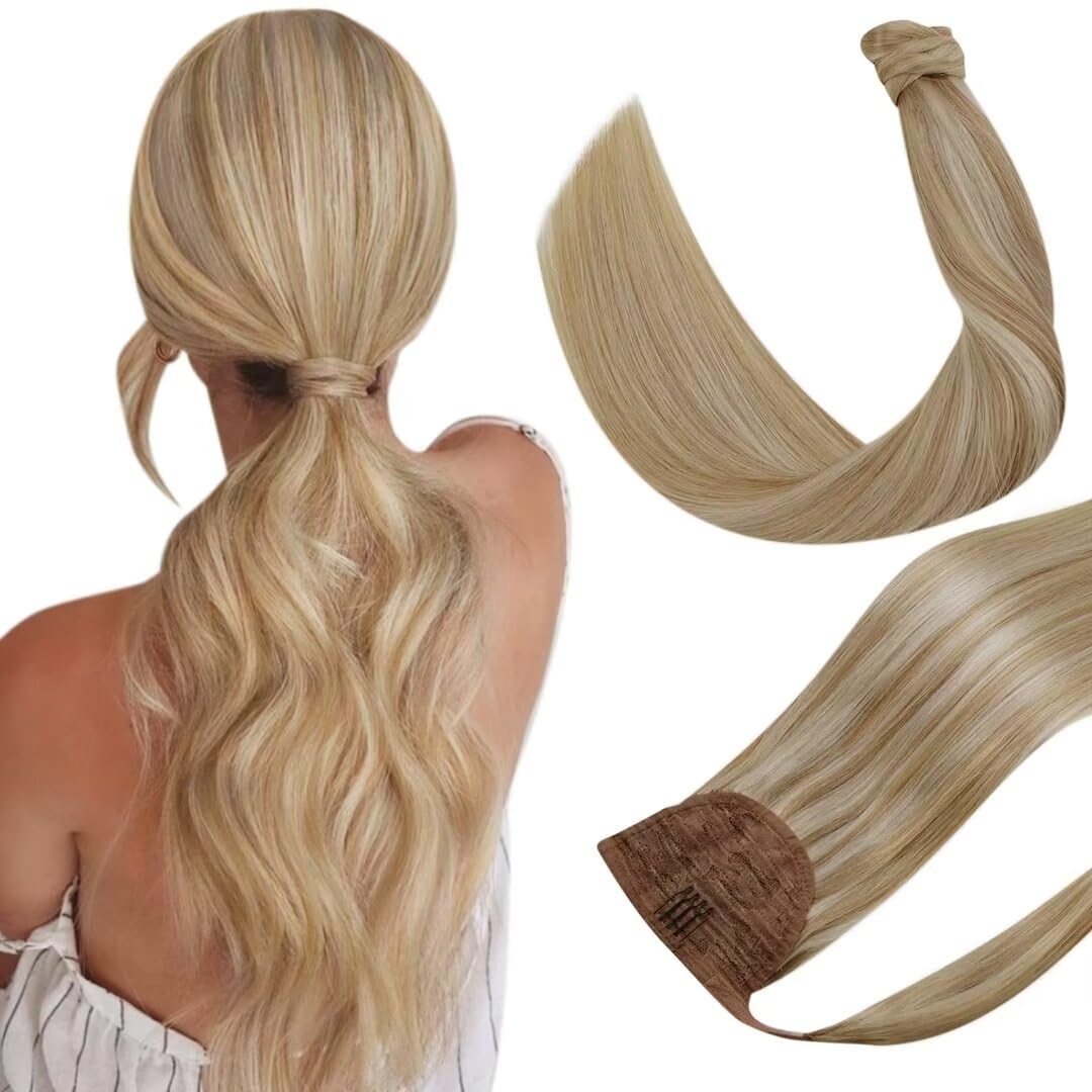 24" Silky Straight Human Hair Wrap-Around Ponytail Extension