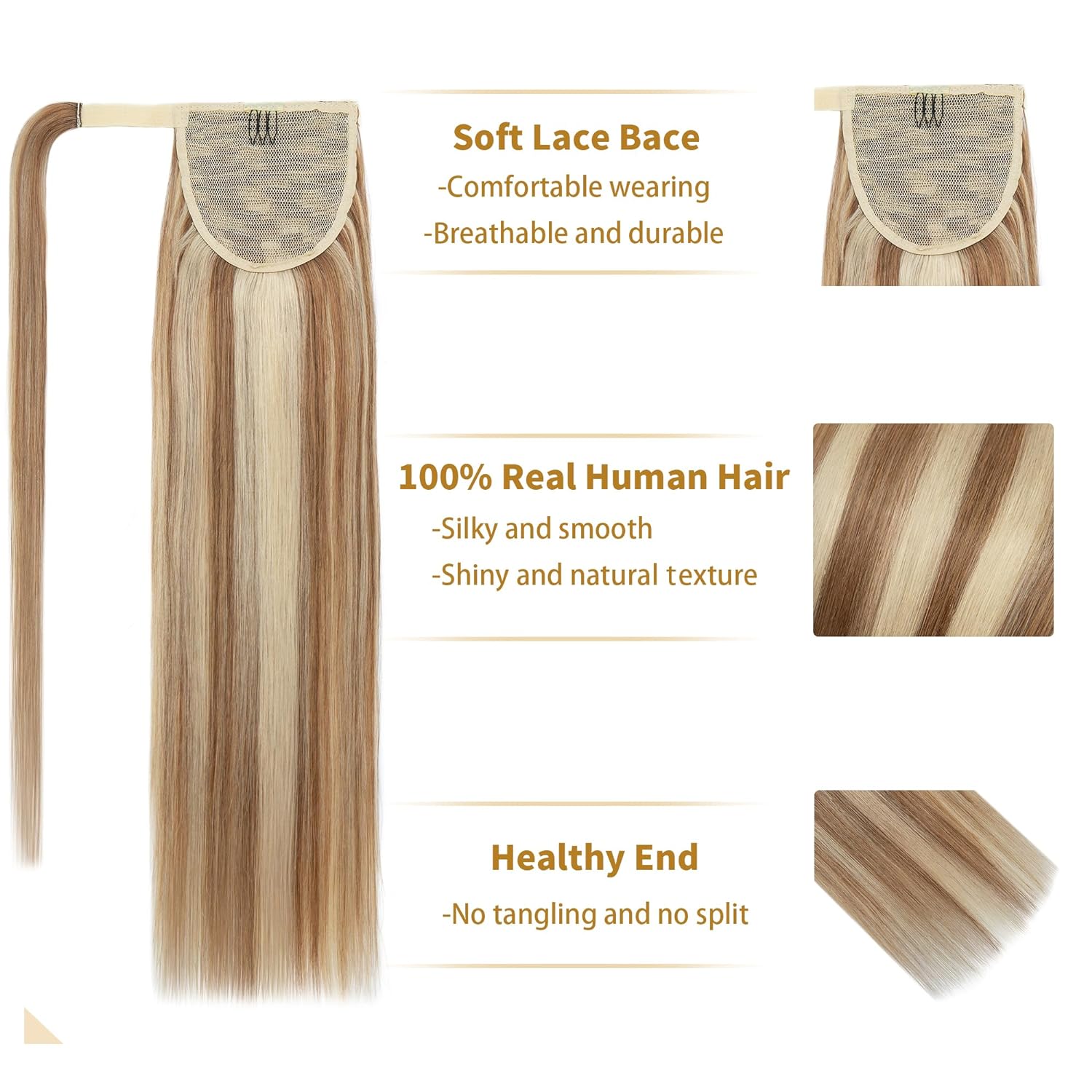 18" Silky Human Hair Ponytail Extension