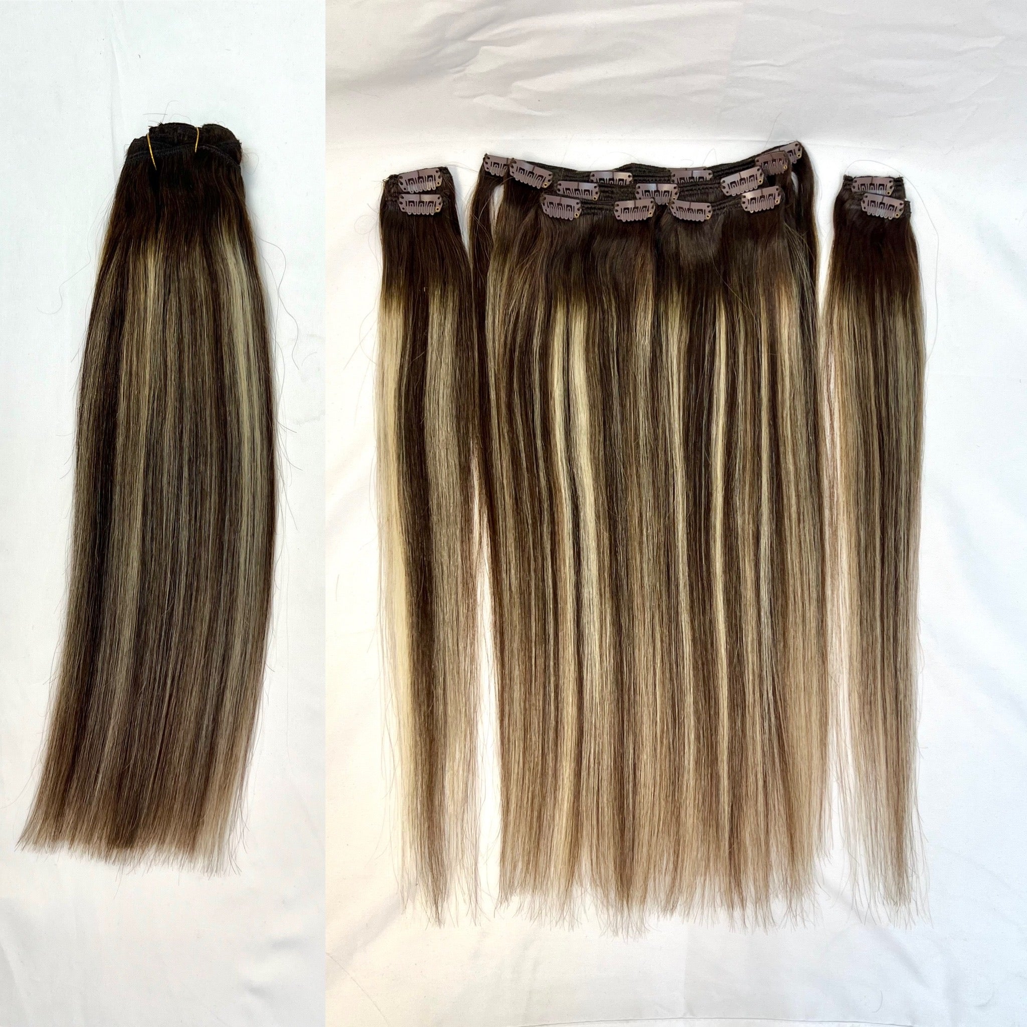 Silky Straight Clip-In Human Hair Extensions 18 inch 140g Set