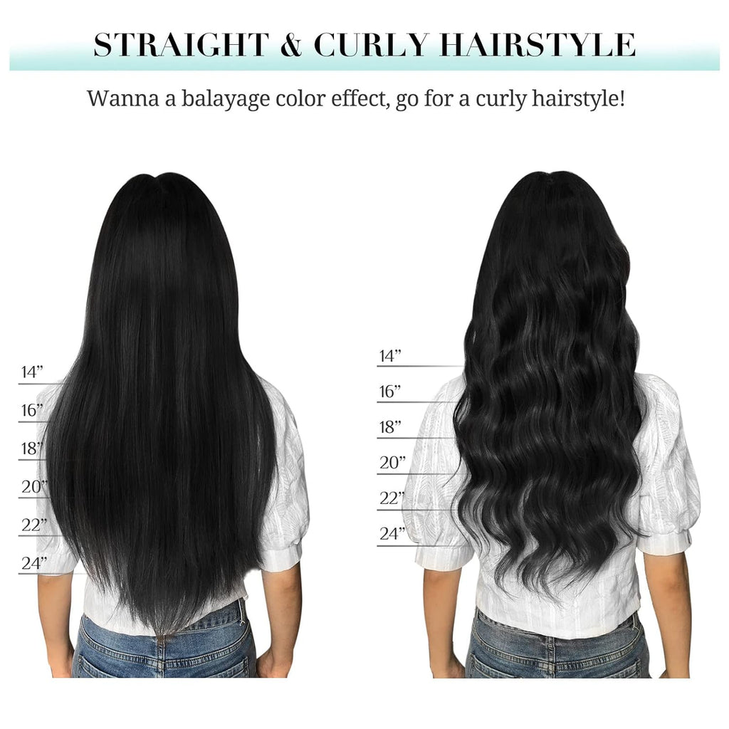 Silky Straight Clip-In Human Hair Extensions 18 inch 140g Set