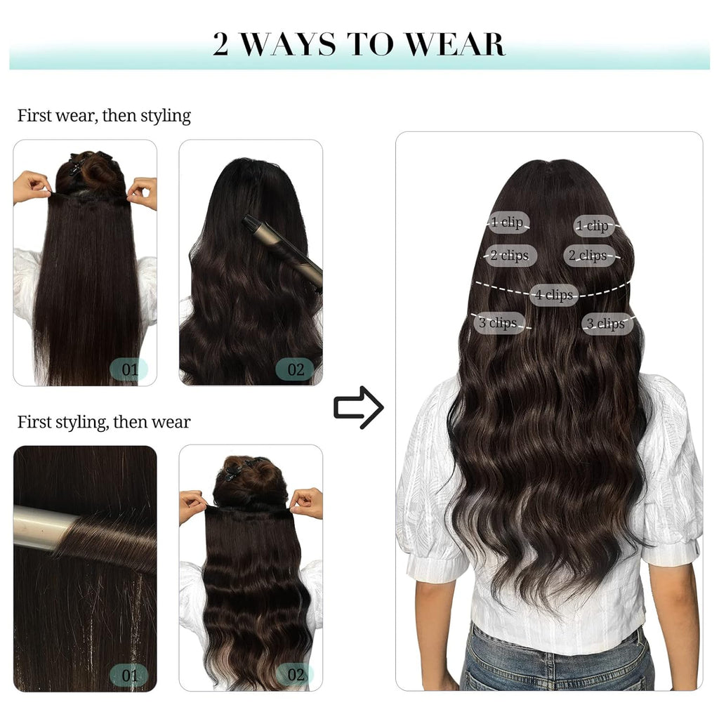 Silky Straight Clip-In Human Hair Extensions 18 inch 140g Set