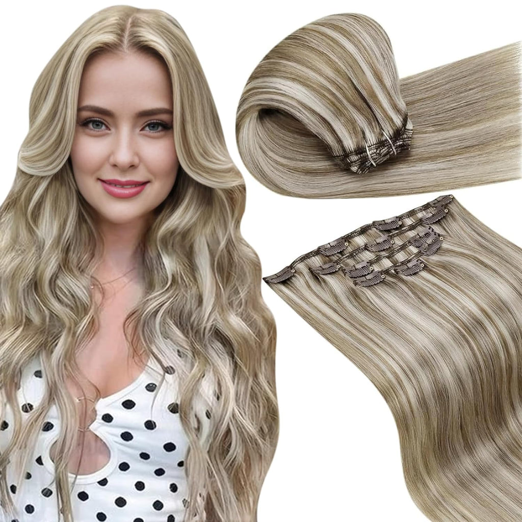 Silky Straight Clip-In Human Hair Extensions 18 inch 140g Set