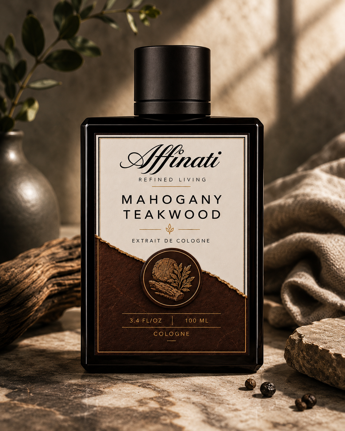 Mahogany Teakwood Extrait de Cologne, Luxury Woody Unisex Scent